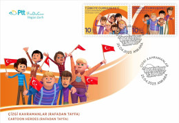 TURKEY 2023 Cartoons "Rafadan Tayfa" | Cartoon Heroes, Animation, Anime, FDC (**) - Covers & Documents