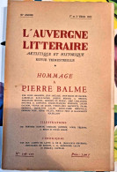 L'Auvergne Littéraire Artistique Et Historique - 176-177 - Hommage à Pierre Balme - 1963 - Auvergne
