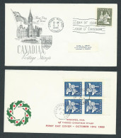 Canada 2 FDCs # 443p & 444p Block Tagged Christmas Stamps - 1965 - 1961-1970