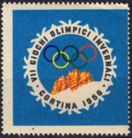 1956 - Winter Olympic Games - CORTINA D'Ampezzo ITALY - LABEL - CINDERELLA - VIGNETTE - Inverno1956: Cortina D'Ampezzo