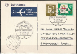 BRD Flugpost / Erstflug LH 409 Boeing 707 Hamburg - München 1.5.1967 Ankunftstempel 1.5.67 ( FP 74) - Eerste Vluchten