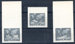 POLOGNE < ESSAI Yvert N° 554 à 556 - 75e ANNIVERSAIRE De L'UPU - Prototype De Gravure - Variétés & Curiosités