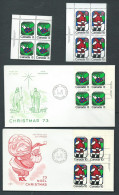 Canada - # 626-627 UL.PB. MNH + 2 FDC's - Christmas 1973 - Dove & Santa Claus - Blocks & Kleinbögen