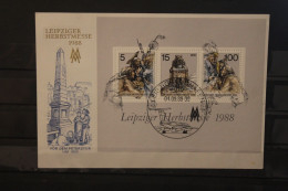 DDR 1988;  Leipziger Herbstmesse 1988, Messekarte; MiNr. Block 95; SST - Enveloppes - Oblitérées