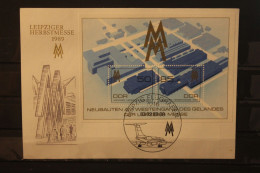 DDR 1989;  Leipziger Herbstmesse 1989, Messekarte; MiNr. Block 99; SST - Enveloppes - Oblitérées