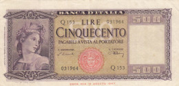 CRBX243 BILLETE ITALIA 500 LIRAS 1953 MBC - Andere & Zonder Classificatie