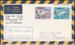 BRD Flugpost / Erstflug LH 493 Boeing 727 Lima - Bogota 2.4.1967 Ankunftstempel 1.4.67 ( FP 84) - Erst- U. Sonderflugbriefe