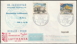 BRD Flugpost / Erstflug LH 290 Boeing 727 Berlin - Wien 21.3.1967 Ankunftstempel 22.3.67 ( FP 85) - Premiers Vols