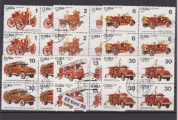 1977  Fire Prevention Week ( Fire Engines ) Mi-2224/29 6v.-Used (O) X 4  Cuba - Gebraucht