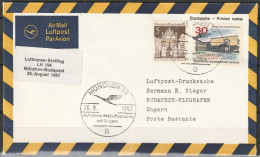 BRD Flugpost / Erstflug LH 194 Boeing 727 München - Budapest  26.8.1967 Ankunftstempel 26.8.67 ( FP 89) - Erst- U. Sonderflugbriefe