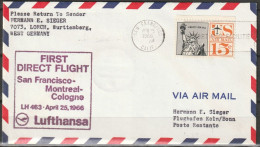 BRD Flugpost / Erstflug LH 463 Boeing 707 San Francisco - Köln  25.4.1966 Ankunftstempel 26.4.66 ( FP 98) - Erst- U. Sonderflugbriefe