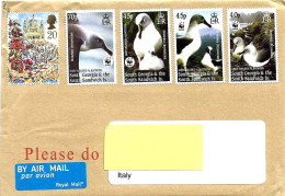 INGHILTERRA ENGLAND - 2023 Lettera Air Mail Viaggiata Per L'Italia Con 5 Francobolli (4 Uccelli WWF) Non Timbrati -10663 - Ohne Zuordnung