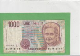 BANCA D'ITALIA  .  1.000 LIRE . M. MONTESSORI  .  N°  DE 441811 T  .  2 SCANES - 1.000 Lire