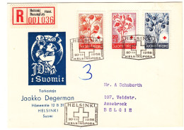 Finlande - Carte Postale Recom De 1958 - Oblit Helsinki - Fleurs - Valeur 7,50 Euros - Covers & Documents