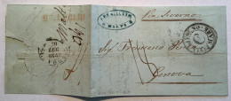 LIVORNO VIA DI MARE 1847 (Toscana) Cover From MALTA>Genova Sardegna  (Tuscany Lettera - Tuscany