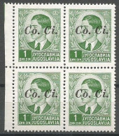 Italy Italia Yugoslavia Slovenia Lubiana Sassone 3 In Block Of 4 MNH / ** 1941 Signed BOLAFFI CV: 40,00€ - Ljubljana