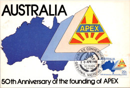 12-8-2023 (2 T 20) Australia Maxicard - 50th Aniversary Of Founding Of APEX (1981) - Cartoline Maximum