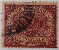 5004- SAN MARINO 1894 2 CENTS CARMINIO USATO - USED - Used Stamps