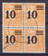 Denmark Mi. 216, Karavelle Overprinted Aufdruck Provisorium 4 Block Deluxe Brotype KØBENHAVN OMk. (19.) Cancel - Blocs-feuillets