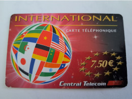 FRANCE/FRANKRIJK  /€ 7,50 /  CENTRAL TELECOM  / COUNTRY FLAGS/ PREPAID  USED    ** 14671** - Mobicartes (GSM/SIM)
