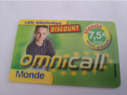 FRANCE/FRANKRIJK  / € 7,5 / OMNICALL MONDE / DISCOUNT     / PREPAID  USED         ** 14724** - Per Cellulari (telefonini/schede SIM)