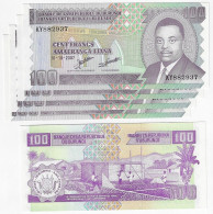 5x Banknote Burundi 100 Francs 2007 Pick-37f Uncirculated (catalog US$15) - Burundi