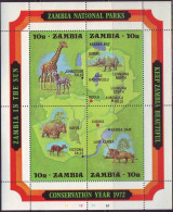 ZAMBIA- NATIONAL PARKS - RHINO - LION GIRAFFE - **MNH  - 1972 - Rhinocéros