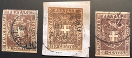 Toscana 1860 Sa. 19 1c THREE DIFFERENT SHADES Including One VF With Four Margins ! Used (Tuscany Toscane - Toskana