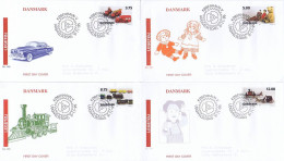 Denmark 1995; Toys (Spielzeug). Set Of 4 MNH(**) And On FDC With Fine Cachet. - Autres & Non Classés