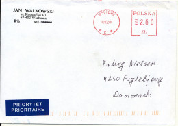 Poland Cover Sent To Denmark With Red Meter Cancel Wschowa16-2-2004 - Briefe U. Dokumente