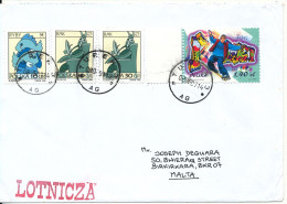 Poland Cover Sent To Malta Turen 8-12-2001 Topic Stamps - Briefe U. Dokumente