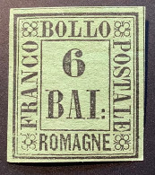 Romagne 1859 Sa.7 = 850€ Very Fine Mint* Signed By Expert Chiavarello, 6 Verde Giallo (Romagna, Italia - Romagna