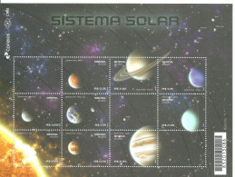 BRAZIL 2020 SOLAR SYSTEM PLANETS SUN PLUTO CERES HIGIA DWAR PLANETS - MINT - BLOCK WITH 09 STAMPS - Unused Stamps