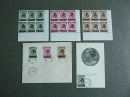 1956 FDC 991-993 &  Souvenircard 991 Plus Serie ** In BLOCS DE/VAN 6   : " ELISABETH " - 1951-1960