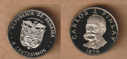 PANAMA  5 Centésimos (CARLOS FINLAAY) 1975  PROOF Copper-nickel Clad Copper • - Panama