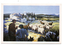 Illustrateur  Jean TRIOLET --Huile---Bergers Et Troupeau De Moutons Et Chèvres ( Village) - Autres & Non Classés