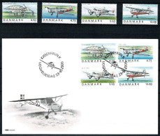 Denmark 2006; Airplanes - Aviation.  Set Of 4 MNH(**) And On FDC. - Andere & Zonder Classificatie