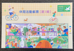 Title Margin Taiwan 2023 Recreational Acti. Stamps Book Cat Guitar Music Coffee Camp Bicycle Dog - Ongebruikt