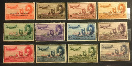 EGYPT 1952  AIRMAIL COMPLETO  Aircraft DC-3 Dakota Over Nile Dam & King Farouk With Overprint  ** - Neufs