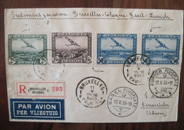 Belgique 1933 Service Aerien Seulement Par Avion Cover Registered Reco R Schweiz Suisse Switzerland VOIR DOS - Brieven En Documenten