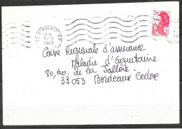 Curiosité Sur Lettre  SECAP En Continu Pour Grand Format 33 Bordeaux RP 31-5 1989 - Brieven En Documenten