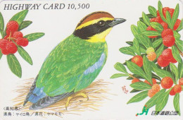 Carte JAPON - Série PEINTURE OISEAU & FLEUR - PITTA - ANIMAL BIRD JAPAN Highway Ticket Card - HW 5819 - Pájaros Cantores (Passeri)