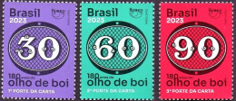BRAZIL 06-23  - 180th  ANNIVERSARY OF FIRST BRAZILIAN STAMPS - THE "BULL's EYE  -  3 V  - MINT - Unused Stamps