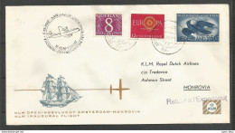 Aérophilatélie - Pays-Bas - Lettre 1960 - KLM Amsterdam-Casablanca-Las Palmas-Conacry-Monrovia - Poste Aérienne