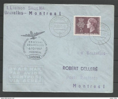 Aérophilatélie - Lettre 1957 - Luxembourg - Sabena 1er Vol Bruxelles/Montreal - Covers & Documents