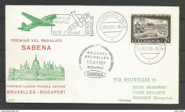 Aérophilatélie - Lettre 1956-1957 - Luxembourg - Sabena 1er Vol Bruxelles/Budapest - Legipost - Covers & Documents