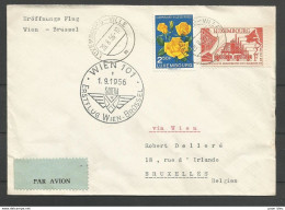Aérophilatélie - Lettre 1956 - Luxembourg - Sabena 1er Vol Vienne/Bruxelles - Wien/Brüssel Erstflug - Briefe U. Dokumente