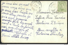 Belgique - Obl.fortune 1919 - N°137 Obl.cachet BOUSSU Et Cachet FONTAINE-L'EVEQUE Année Grattée - Fortune Cancels (1919)