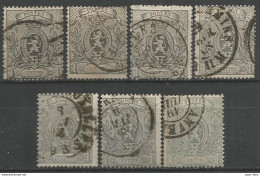 Belgique - "Emission Petit Lion" N°23A - Collection De 7 Timbres - Palette De Couleurs (gris, Pâle, Bleuté Ou Verdâtre?) - 1866-1867 Coat Of Arms