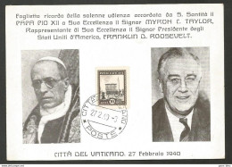 Vatican - Audience 27/02/1940 - Pape Pie XII - Myron Taylor Représentant Franklin D. Roosevelt - - Covers & Documents